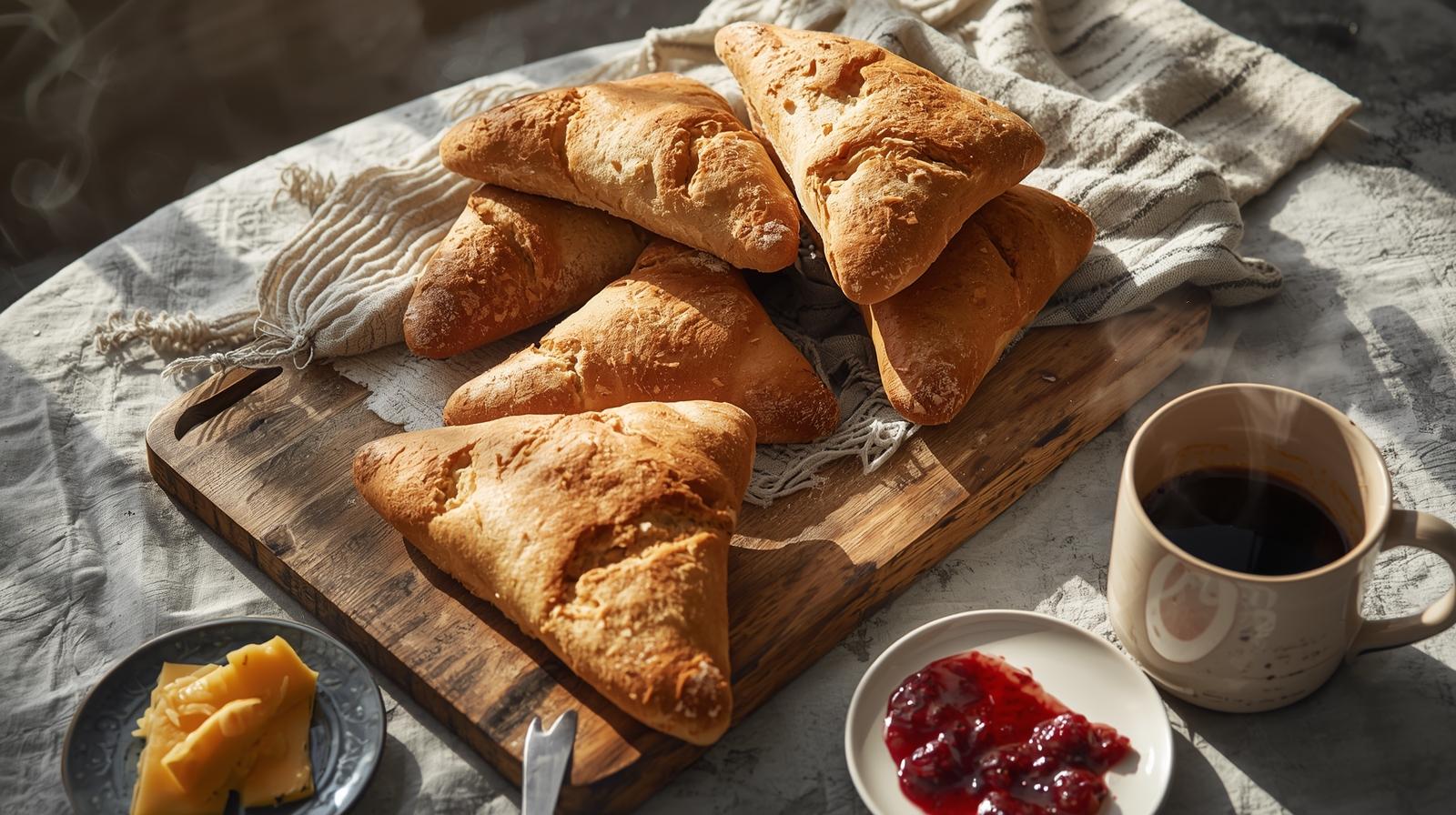 Hurtige trekantsbrød (uden gær)