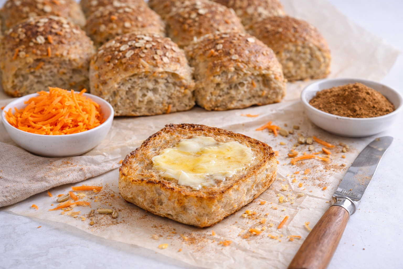 Grove hveder med gulerod og kanel