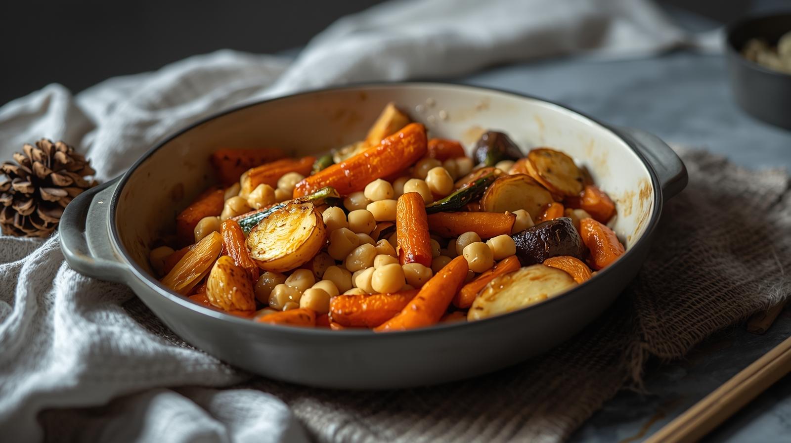 Ovnbagt grøntsagsret med bælgfrugter – enkel vinterret til februar